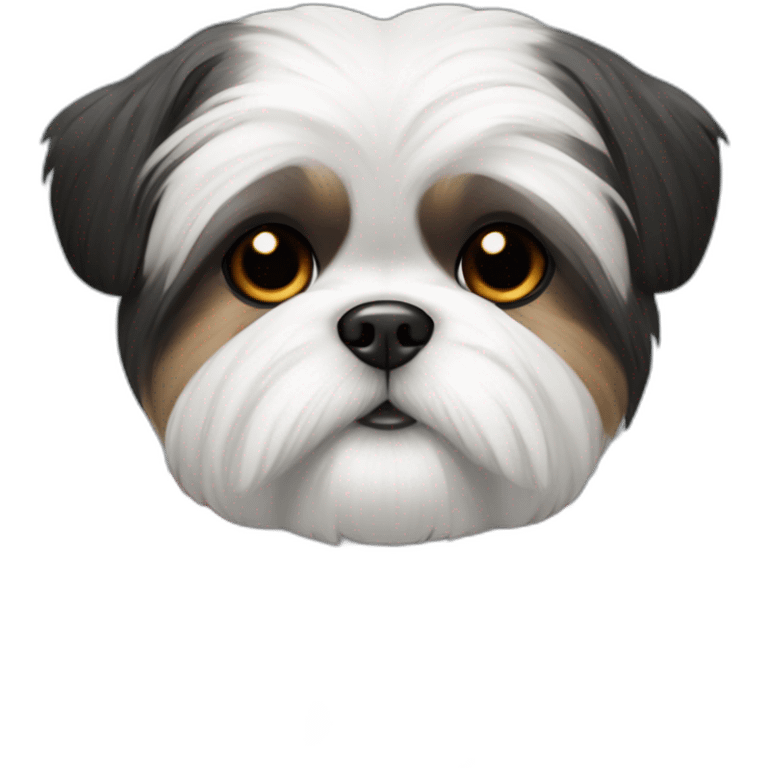 Shi-tzu dog black and white fur wearing red clothing  emoji