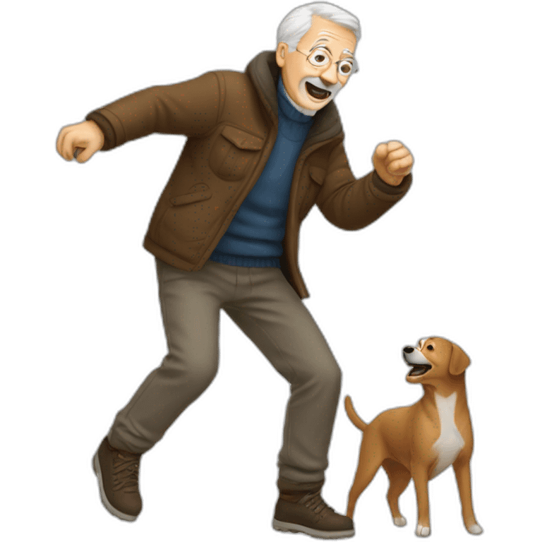 old man dancing in snow covered with dog excrement this is not vulgar emoji