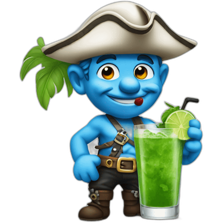 smurf pirate drinking mojito emoji