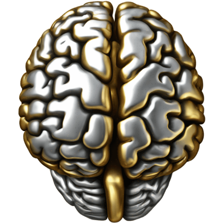 Gold and silver metallic brain  emoji