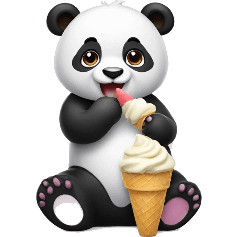 Panda eating ice cream emoji