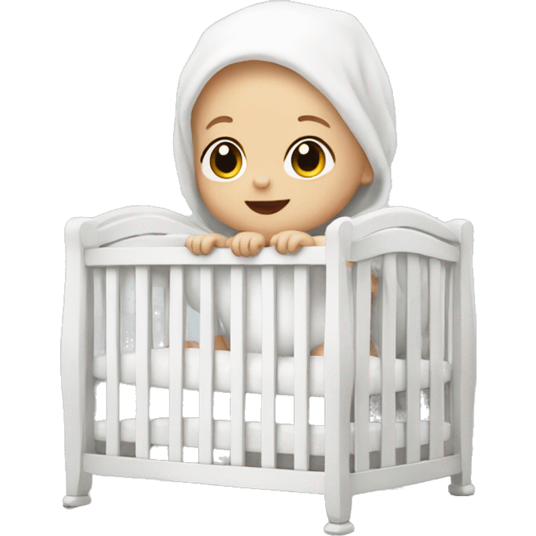 White baby in a white crib emoji