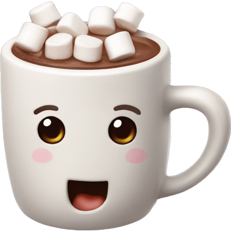 Cute Mug of hot chocolate with mini marshmallows emoji