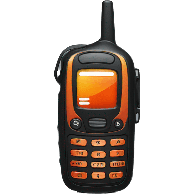 black walkie talkie with red-orange button on side emoji