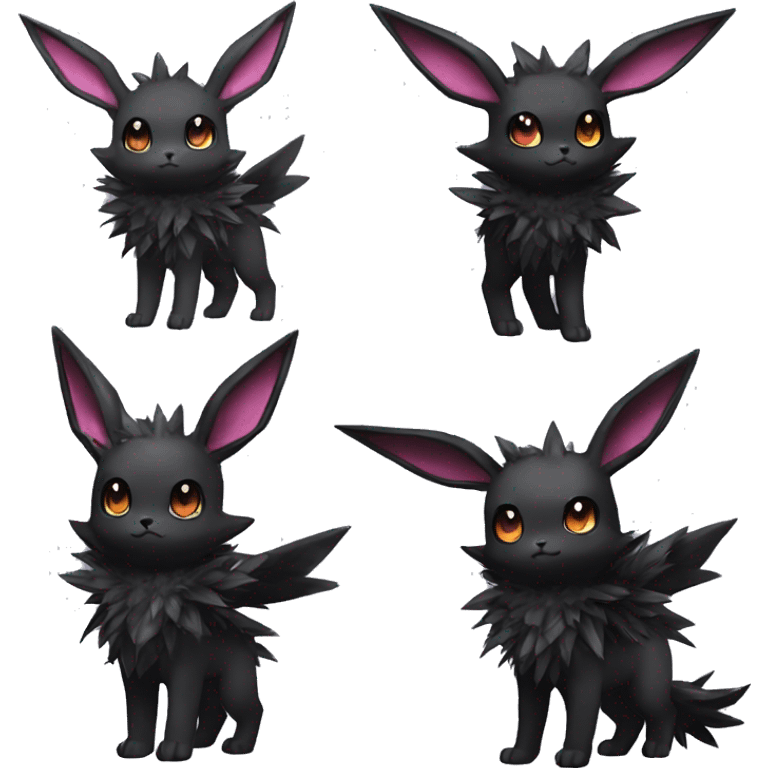 Dark Black Punk Kawaii Eeveelution-Cute-Pokémon-fusion full body emoji