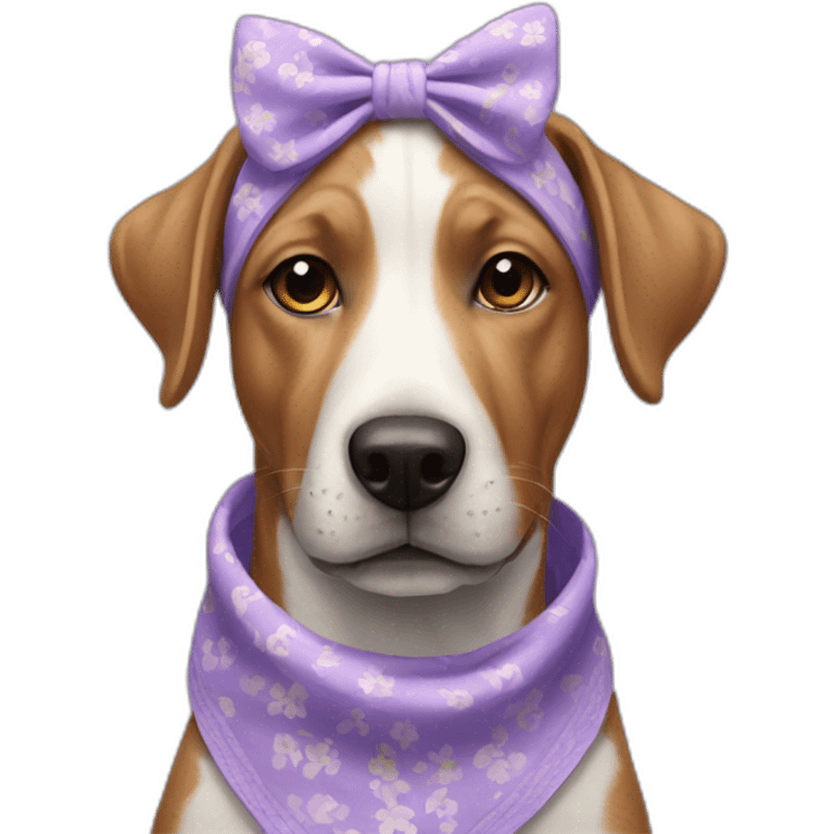 dog wearing lilac floral bandana around neck emoji