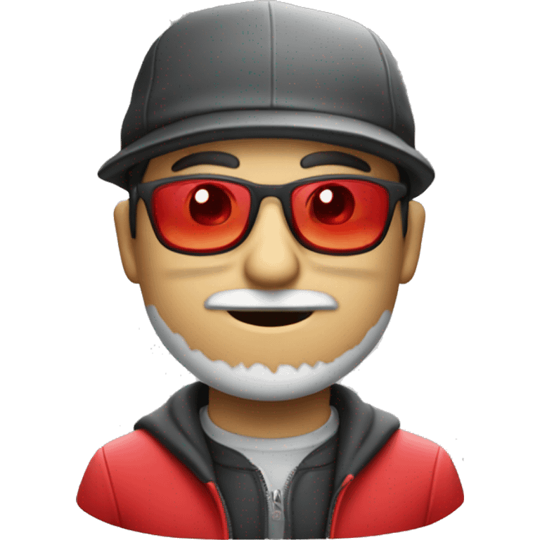 Un chico con gafas transparentes y con un gorro rojo y blnco  emoji