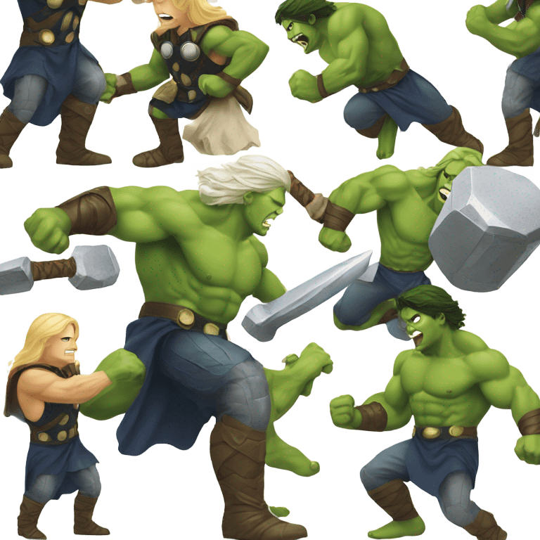 Thor fighting hulk emoji