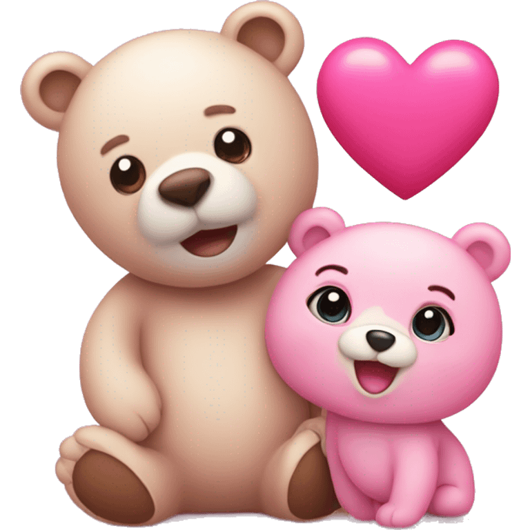 Pink heart and a cute bear  emoji