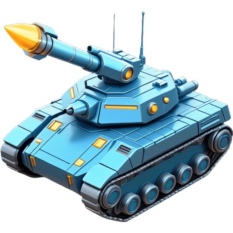 Clash of Clans aesthetic: Cinematic Playful Space Tank Emoji, rendered in a 3D vector-style similar to standard emojis with minimal shading and bold, simplified shapes. A robust, isometric armored vehicle with sleek futuristic plating and energy cannons, softly glowing with a high-tech cosmic combat charm. Simplified yet unmistakably iconic, highly detailed and consistent, glowing with a soft radiant shine and high gloss. Stylized with a touch of intergalactic warfare and a soft glowing outline, capturing the essence of a futuristic battle machine with a friendly, playful spirit! emoji