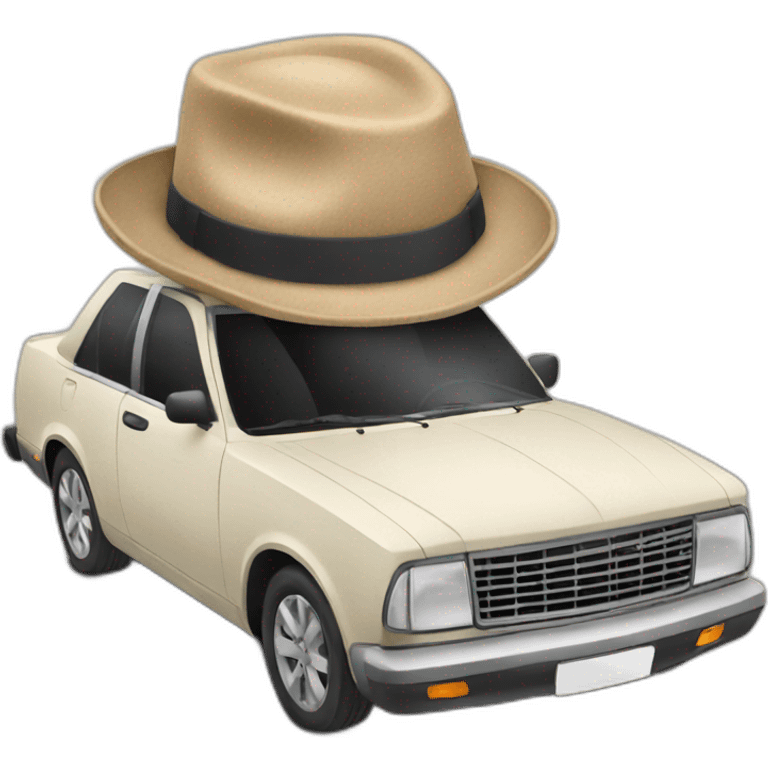 Car with hat  emoji