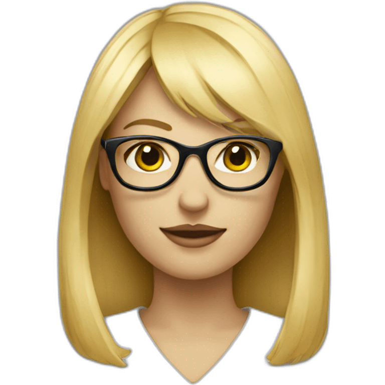 femme blonde avec frange à lunette emoji