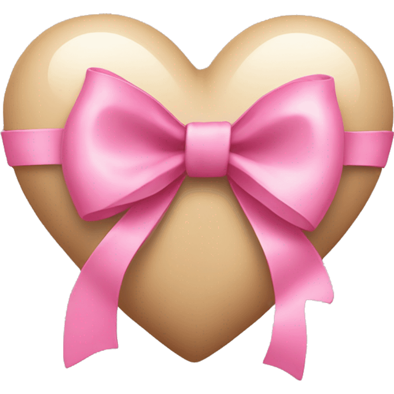 Beige heart with pink bow emoji