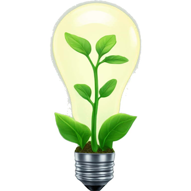 a plant sprout inside a glowing idea lightbulb emoji