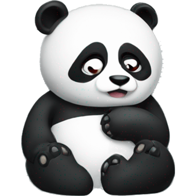 Panda with fever laying in bed being ill emoji