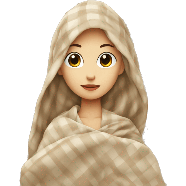 Beige clean girl folded plaid blanket  emoji