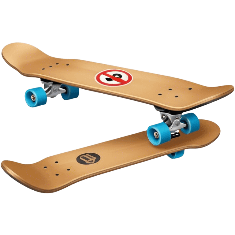 Skateboard with a cancel symbol on top like no smoking  emoji