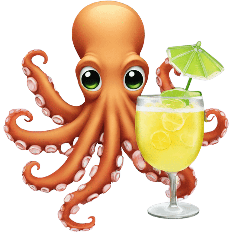 Octopus holding margaritas  emoji