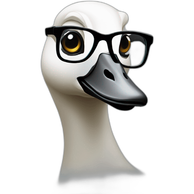 A goose in black glasses emoji