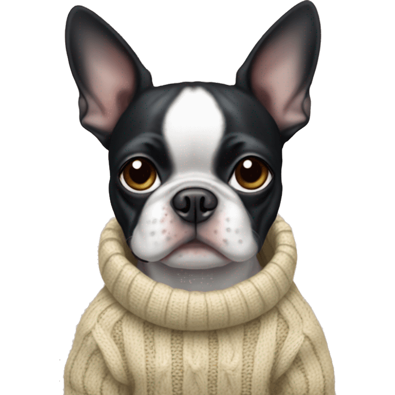 Boston terrier wearing sweater emoji