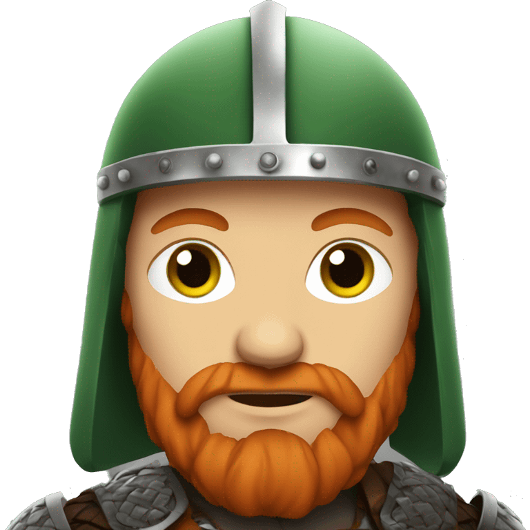 Viking red hair and green eyes with helmet emoji