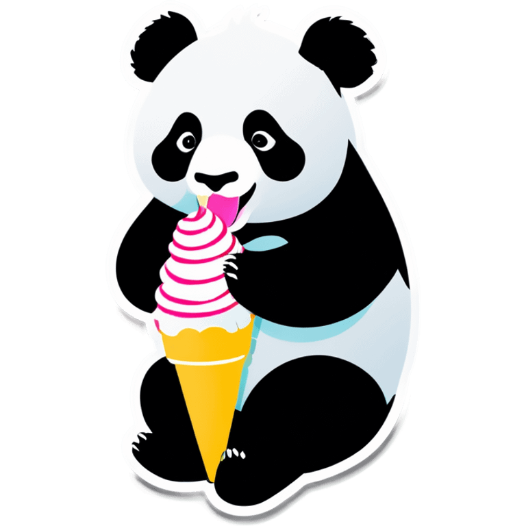 Panda eating ice cream emoji