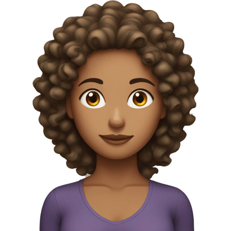 Curly hair brunette yoga girl with tan skin  emoji