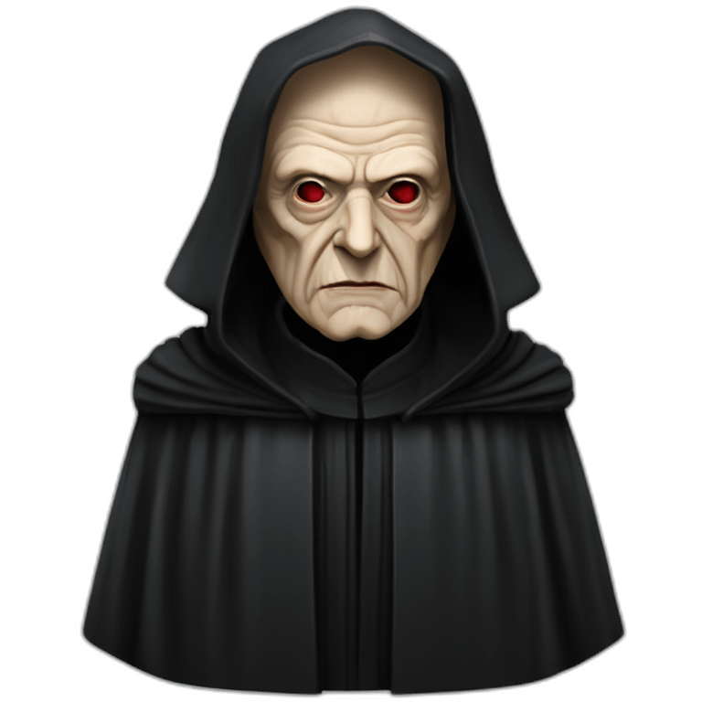 Emperor Shiev Palpatine (scarred and deformed, black hood, robe) Star Wars The return of the jedi emoji