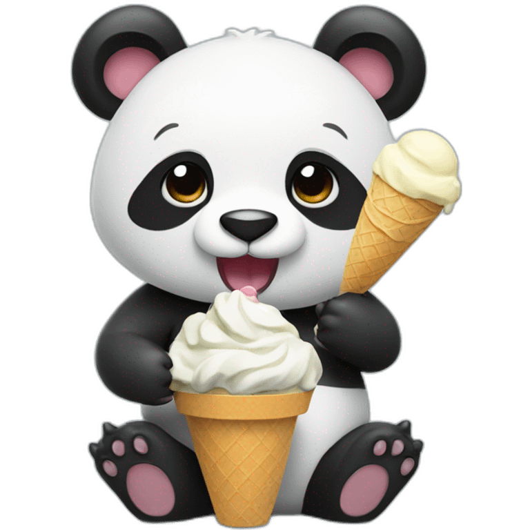 Panda eating ice cream emoji