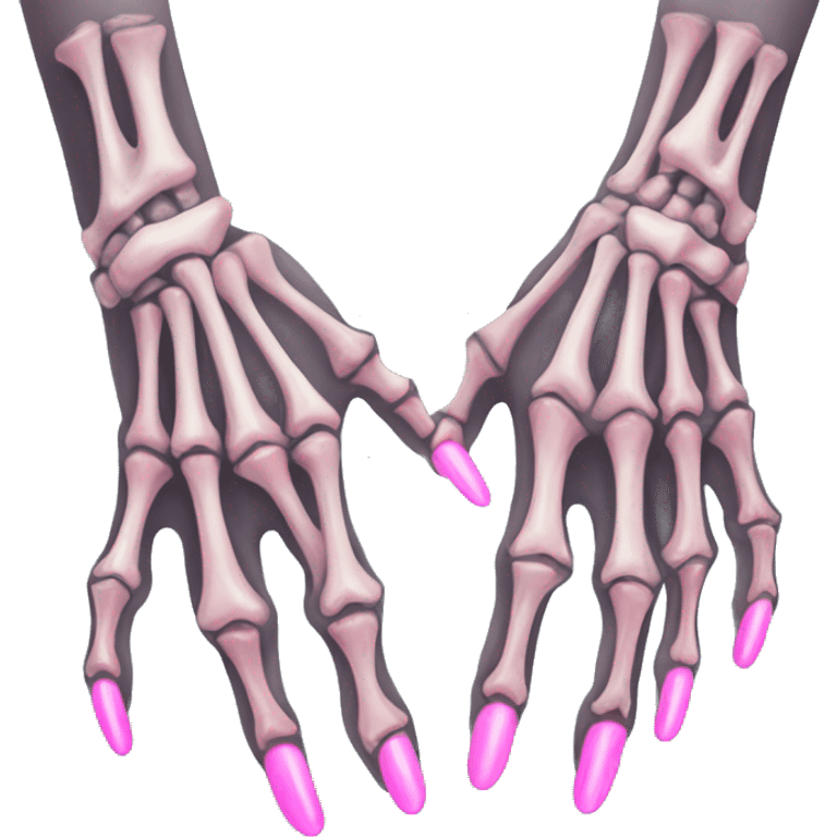 Skeleton hands bones with pink polish nails  emoji