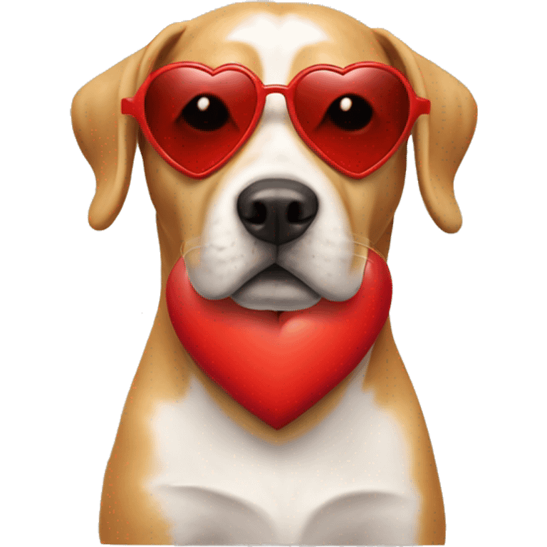 Dog with red Heart sunglasses  emoji