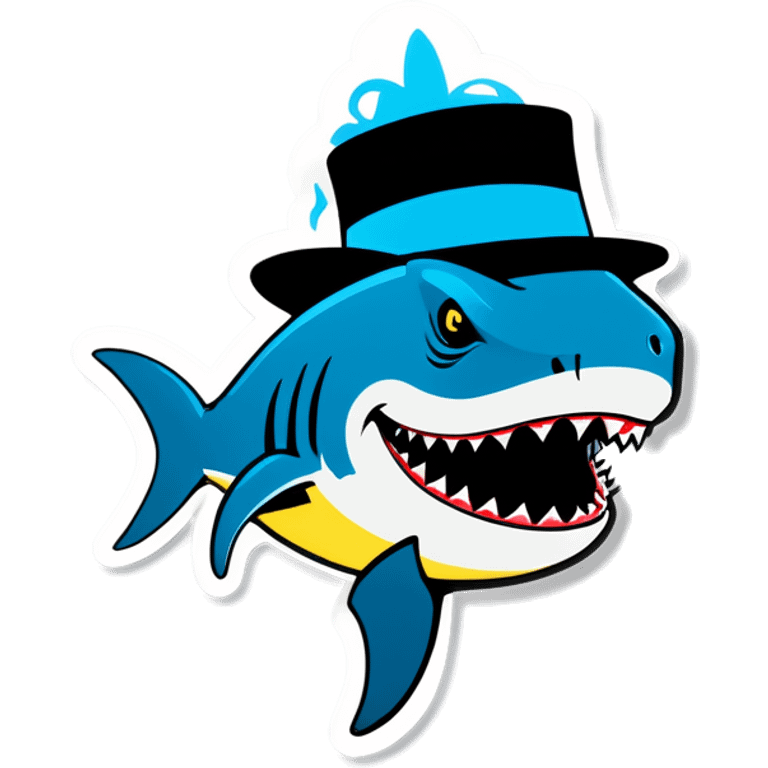 Shark with a top hat emoji