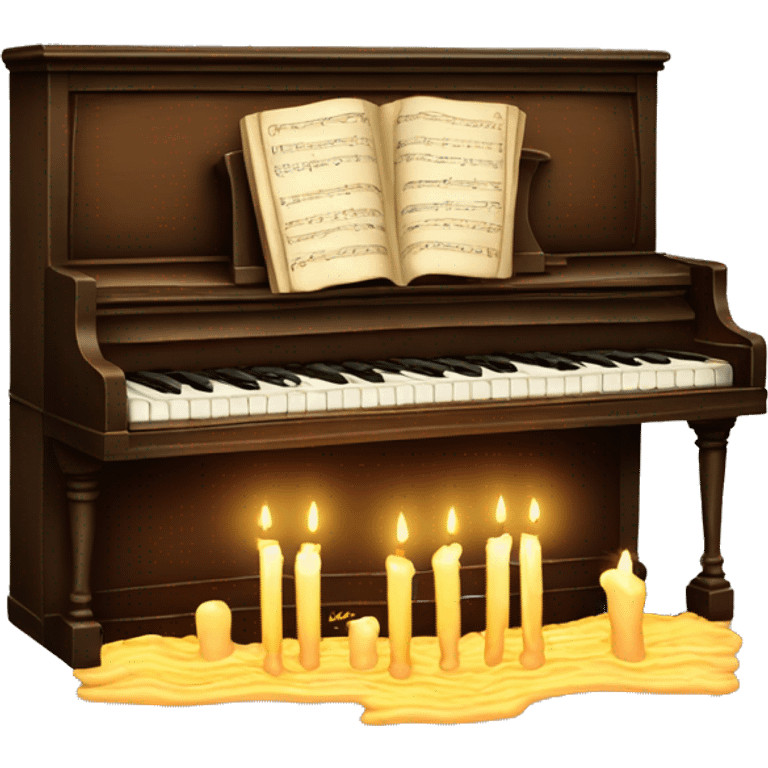 vintage piano with melted candles on top emoji