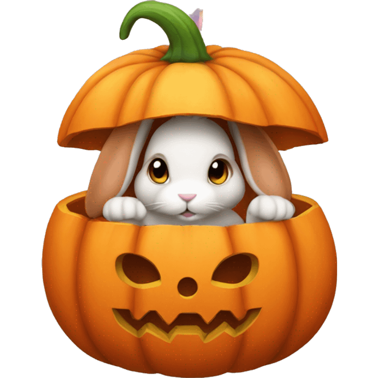 Bunny in a pumpkin emoji