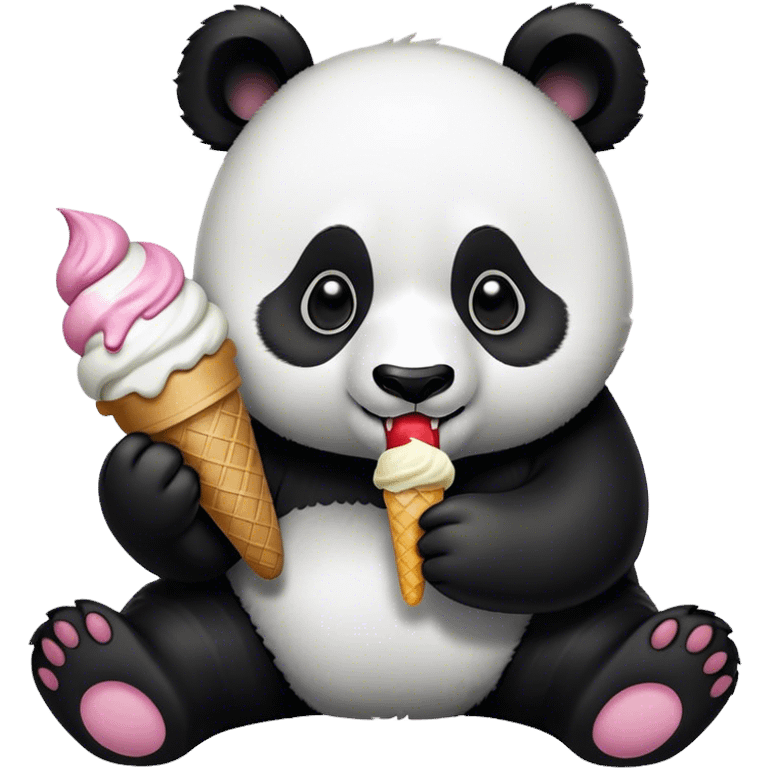 Panda eating ice cream emoji