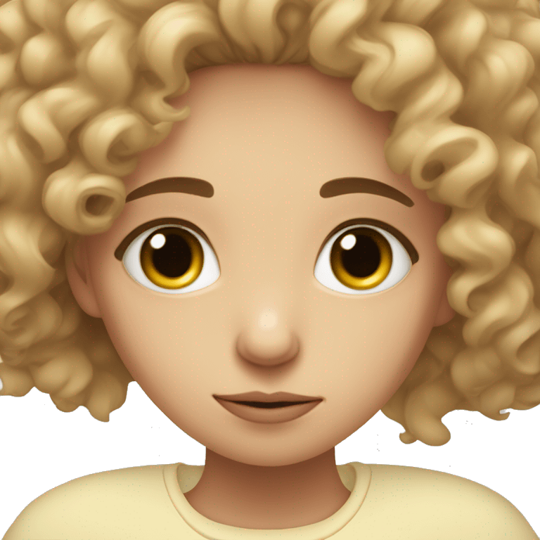 tired girl with curly hair, black circled under eyelids, exhausted  emoji