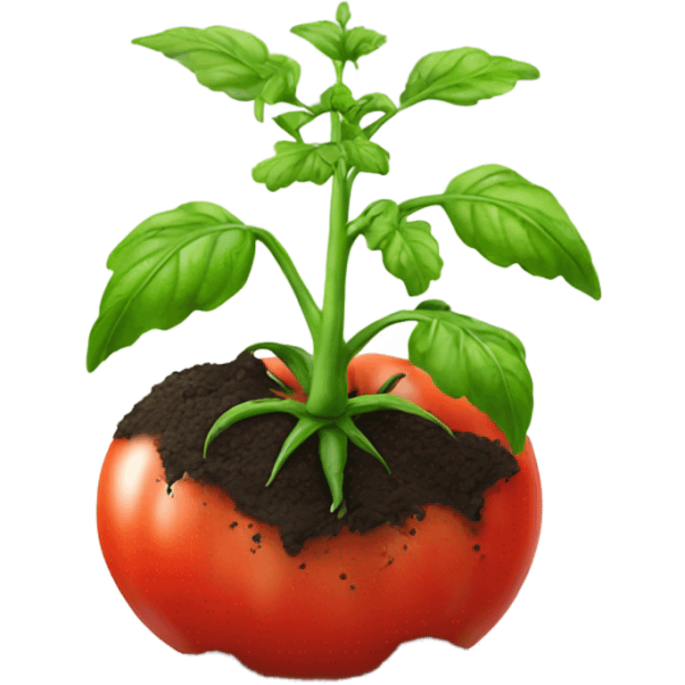 one tomato plant growing from soil  emoji