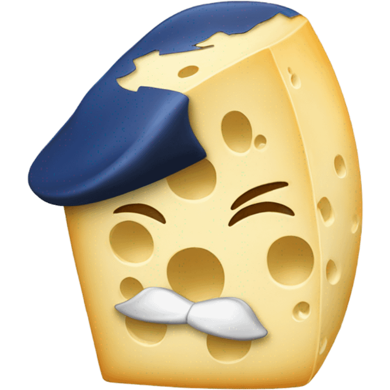 Cheese wearing a french hat emoji