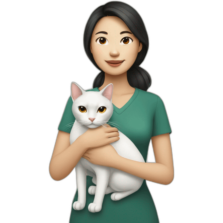 Vietnamese woman with a cat emoji