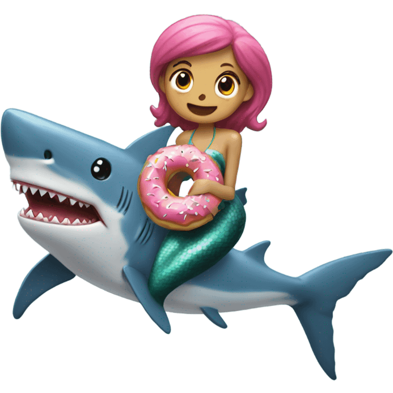 a mermaid over a shark eating a donut  emoji