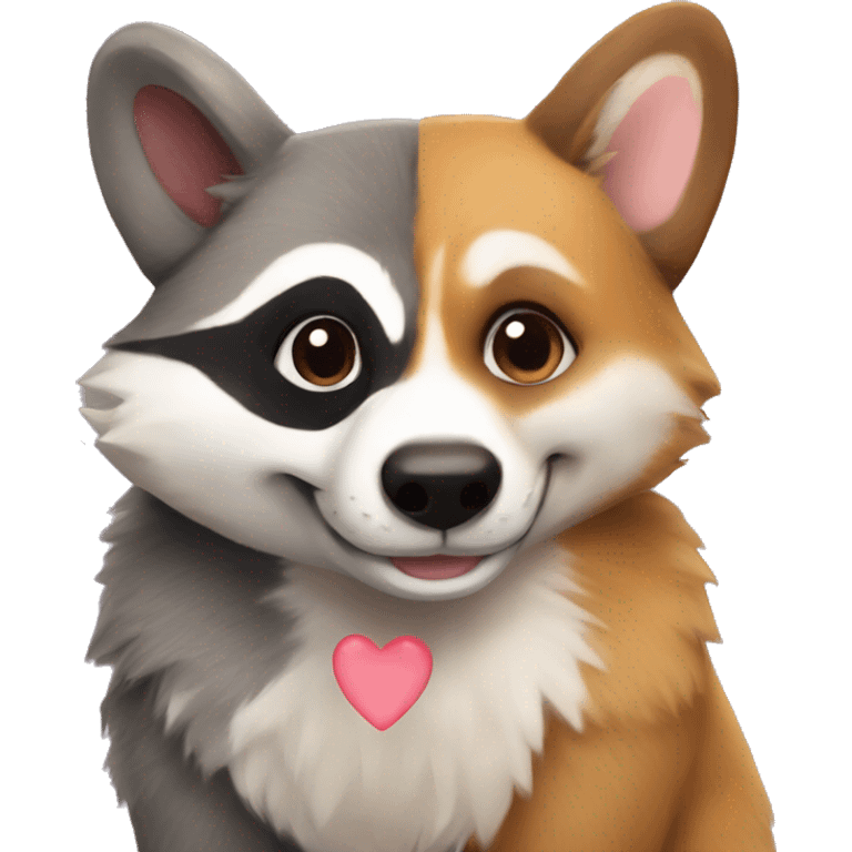 raccoon and corgi in love emoji