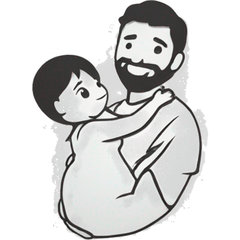 Dad hold babygirl in the air. Black outline emoji