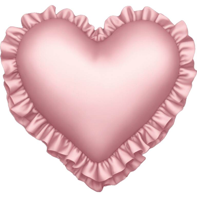 Light pink silk heart shaped pillow with ruffles emoji