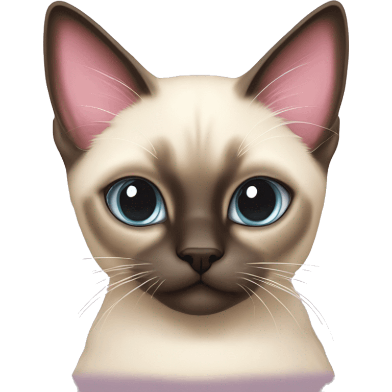 Long hair Siamese cat with pastel pink bow emoji