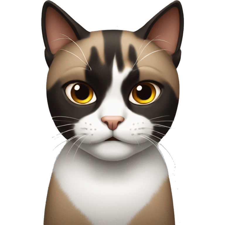 Cat black white Brown angry emoji