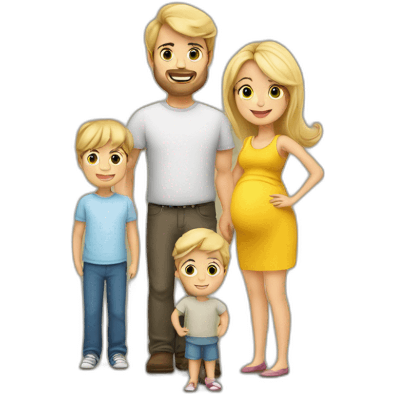 Family;brunet-dad,blonde-haired-mother-who-is-pregnant,blonde-haired-2years old-boy emoji