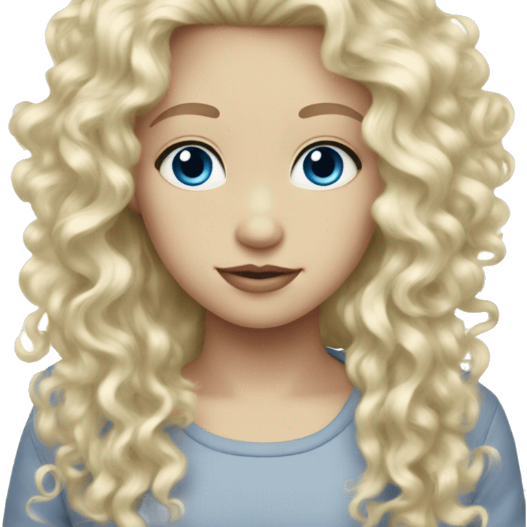 white pale blonde curly hair blue eyes  emoji