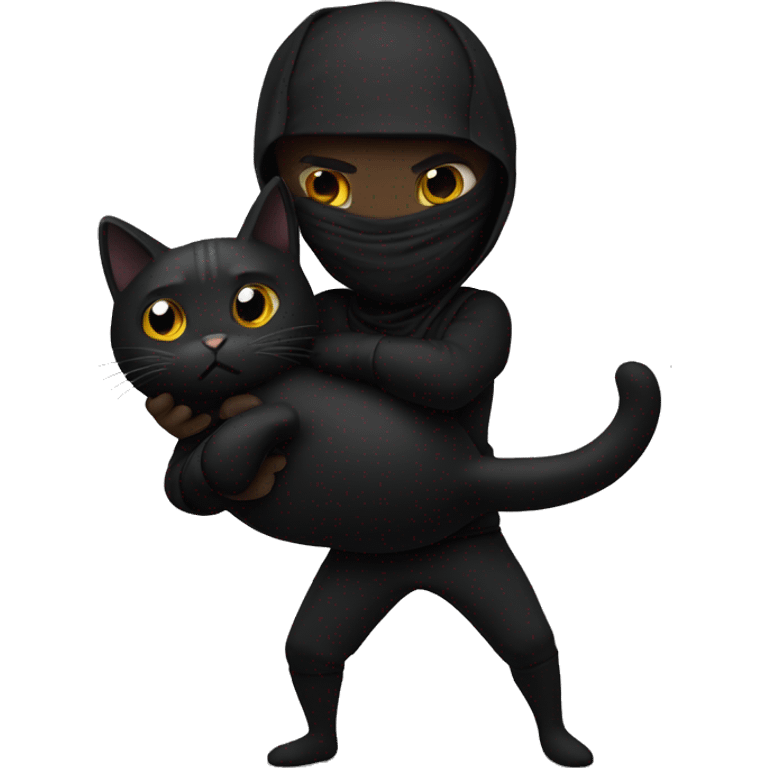 Black Ninja huging a black cat emoji