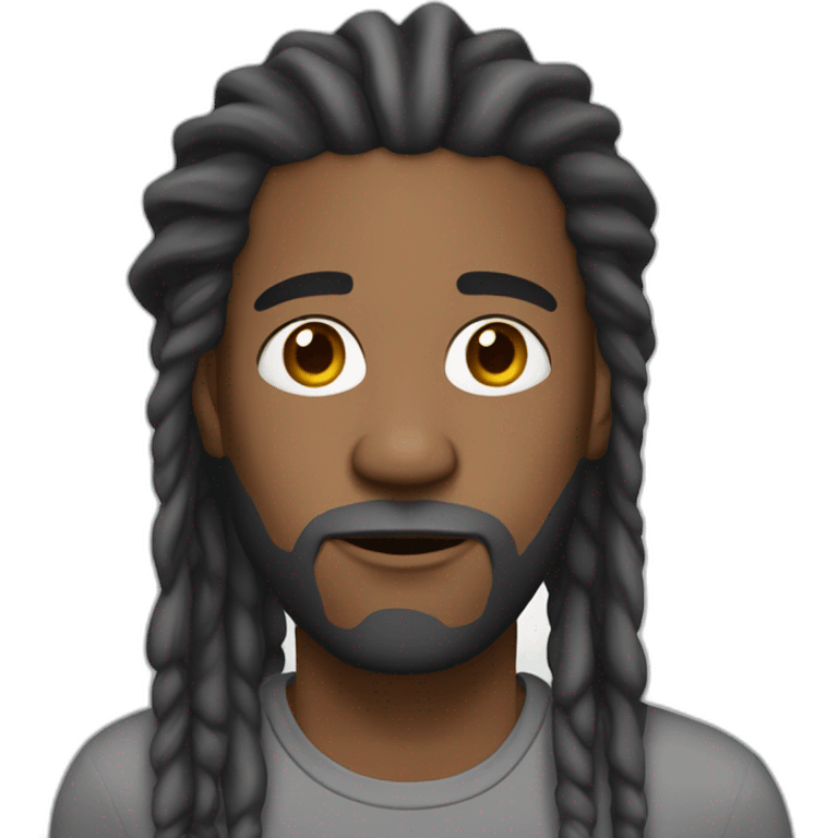 african american male with medium toned skin, that has long dreadlocks that are pulled back.  He also has a stubbly, short gray beard emoji