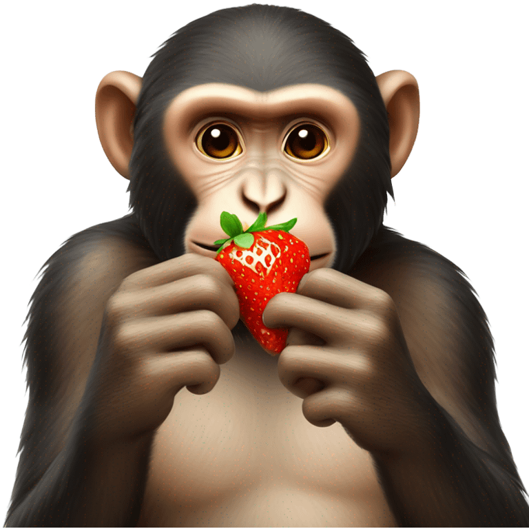 monkey eating strawberry emoji